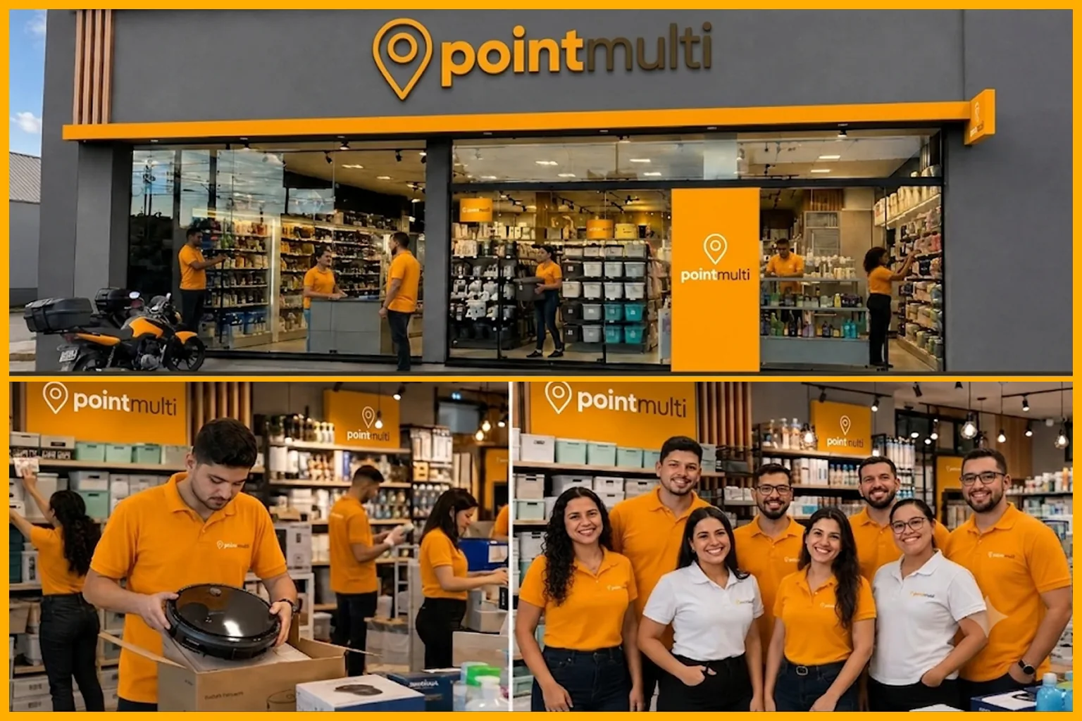 Loja Point Multi — fachada e equipe